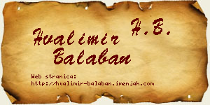 Hvalimir Balaban vizit kartica